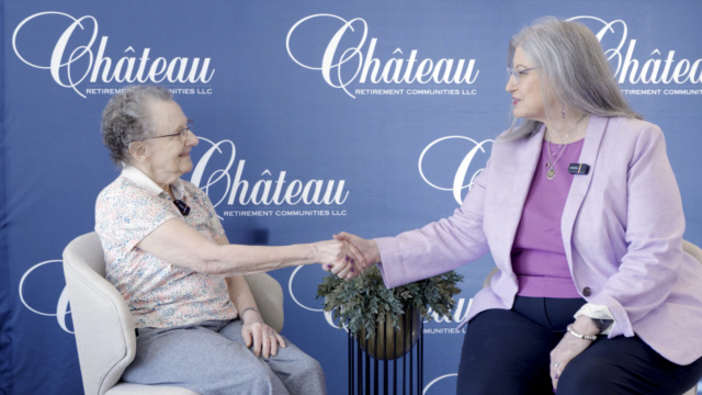 Suzanne with resident Ann at Chateau Pacific